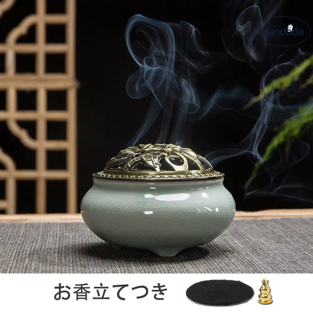 ID908 香炉 陶器 お香立てコーン お香コーン お香立て おこうたて アロマポット 陶磁器 香炉陶器 お香たて お香立て付 お香立て かわいい お香 スタンド 線香立て アロマ お香 アジアン 和風 癒し リラックス 香り 皿