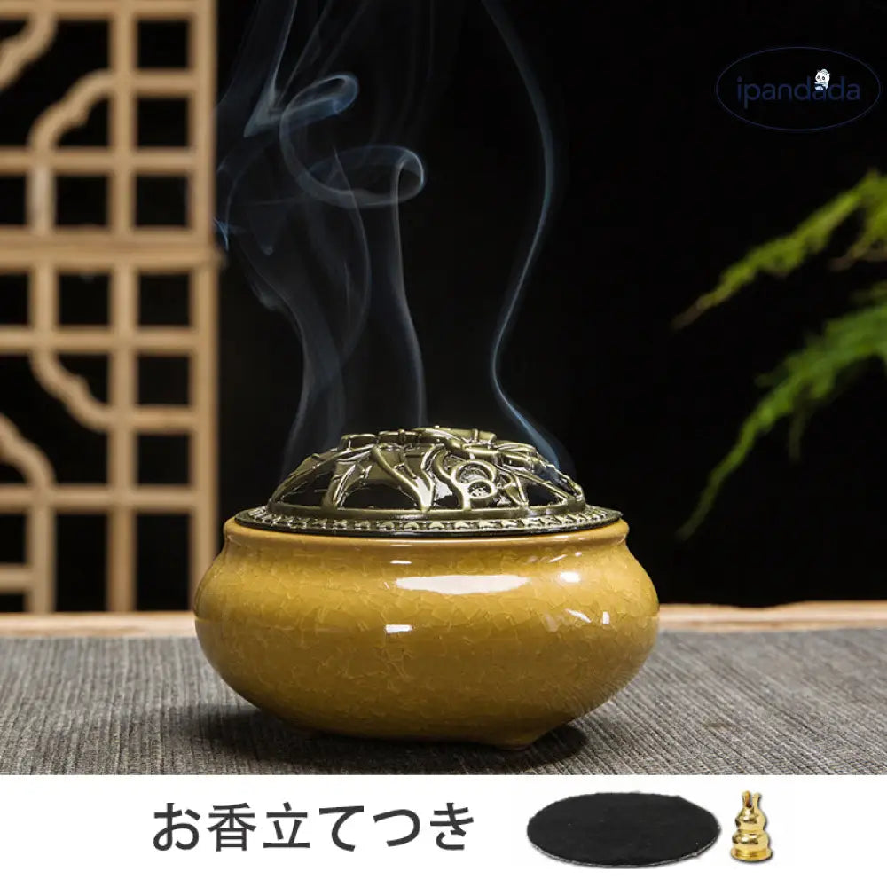 ID908 香炉 陶器 お香立てコーン お香コーン お香立て おこうたて アロマポット 陶磁器 香炉陶器 お香たて お香立て付 お香立て かわいい お香 スタンド 線香立て アロマ お香 アジアン 和風 癒し リラックス 香り 皿
