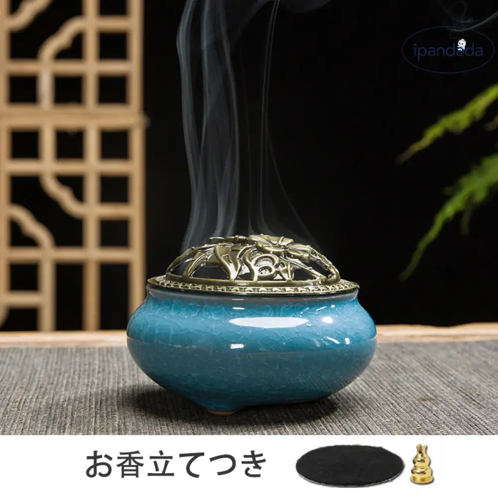 ID908 香炉 陶器 お香立てコーン お香コーン お香立て おこうたて アロマポット 陶磁器 香炉陶器 お香たて お香立て付 お香立て かわいい お香 スタンド 線香立て アロマ お香 アジアン 和風 癒し リラックス 香り 皿