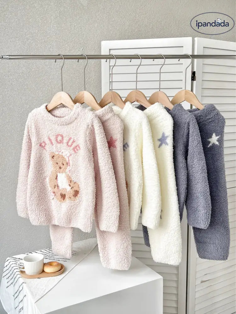 新作 フリース おやすみ くま 子供 レディース カップル ふわふわ キャラクター ホームウェア パジャマ セット 暖かい 柔らかい 保温 快適 おしゃれ ルームウェア 自宅用 リラックス ID2929