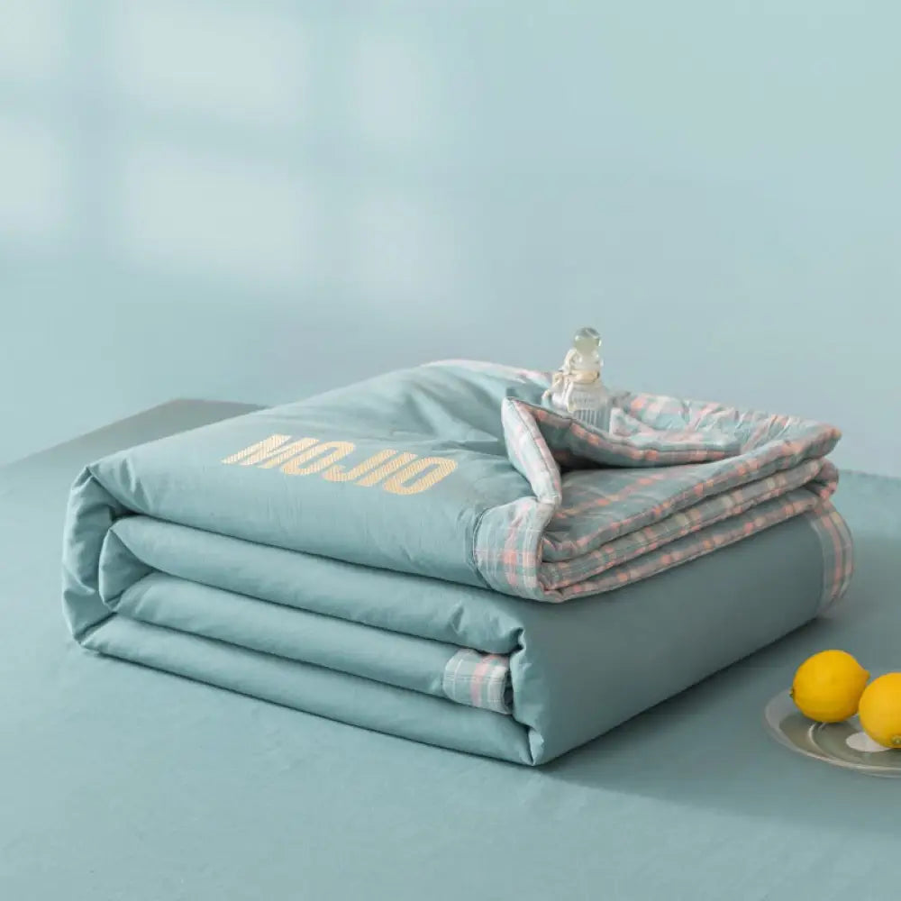 ID761 肌ざわり良好 夏掛け布団 7色 チェック柄 コットン エアコン 布団 夏用 涼感 薄手 オールコットン 洗濯機可 軽量 吸湿速乾 ブルー / 150*200cm 寝具＞寝具セット