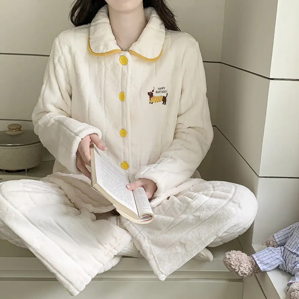 カーディガン 厚手 保温 可愛い 暖かい あったか コーラルフリース パジャマセット 肌触り柔らかい ルームウェア レディース ID3929 写真通り / M レディース＞セットアップ