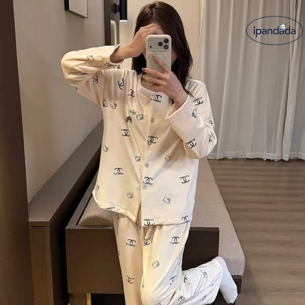 カーディガン セット 秋冬 おしゃれ パジャマ 長袖 長ズボン 快適 ルームウェア 部屋着 ゆったり 2点セット ID4199