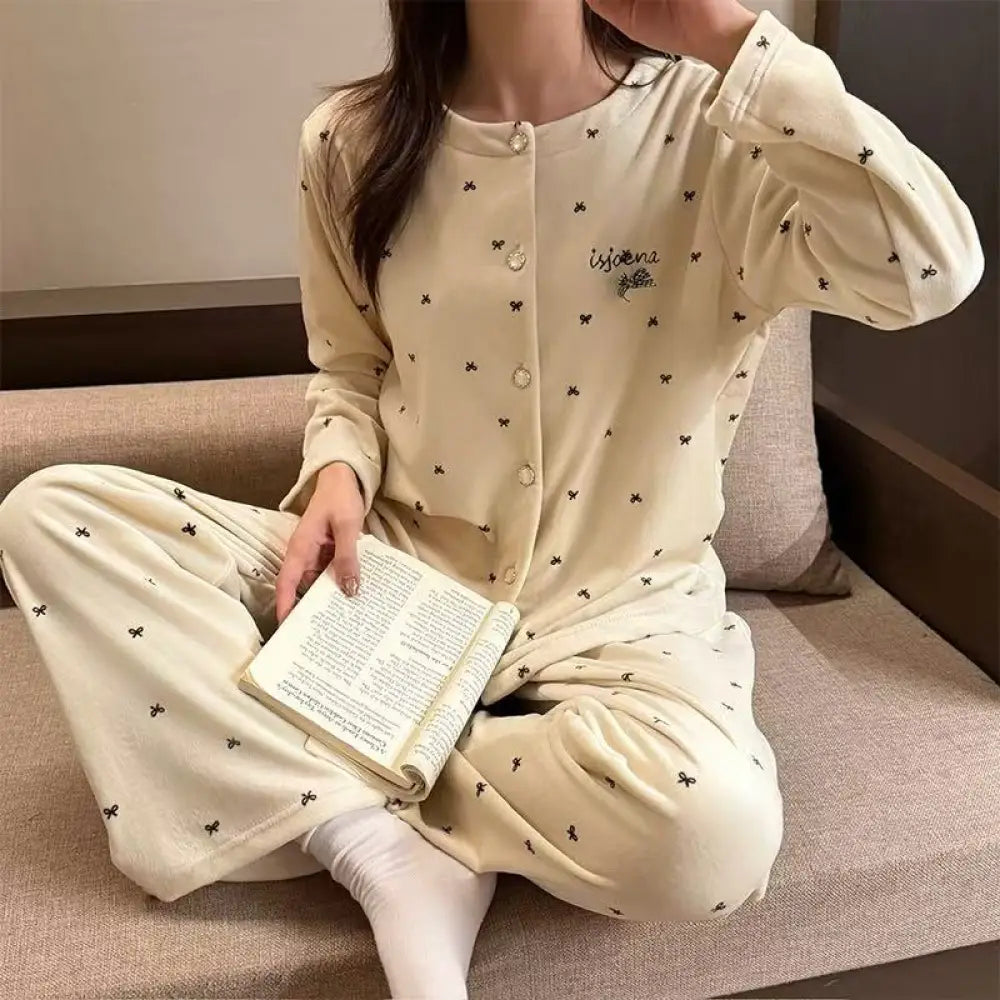 カーディガン セット 秋冬 おしゃれ パジャマ 長袖 長ズボン 快適 ルームウェア 部屋着 ゆったり 2点セット ID4199 タイプ⑥ / M