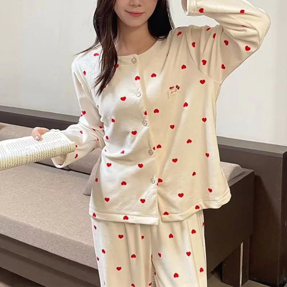 カーディガン セット 秋冬 おしゃれ パジャマ 長袖 長ズボン 快適 ルームウェア 部屋着 ゆったり 2点セット ID4199 タイプ⑤ / M