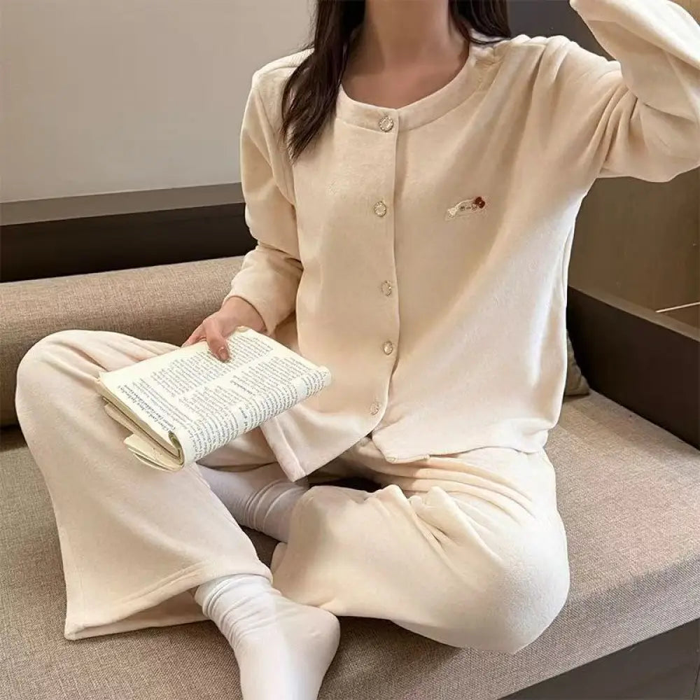 カーディガン セット 秋冬 おしゃれ パジャマ 長袖 長ズボン 快適 ルームウェア 部屋着 ゆったり 2点セット ID4199 タイプ③ / M