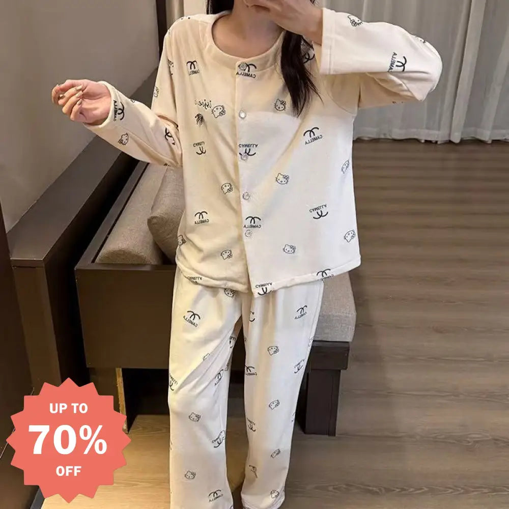 カーディガン セット 秋冬 おしゃれ パジャマ 長袖 長ズボン 快適 ルームウェア 部屋着 ゆったり 2点セット ID4199 タイプ① / M