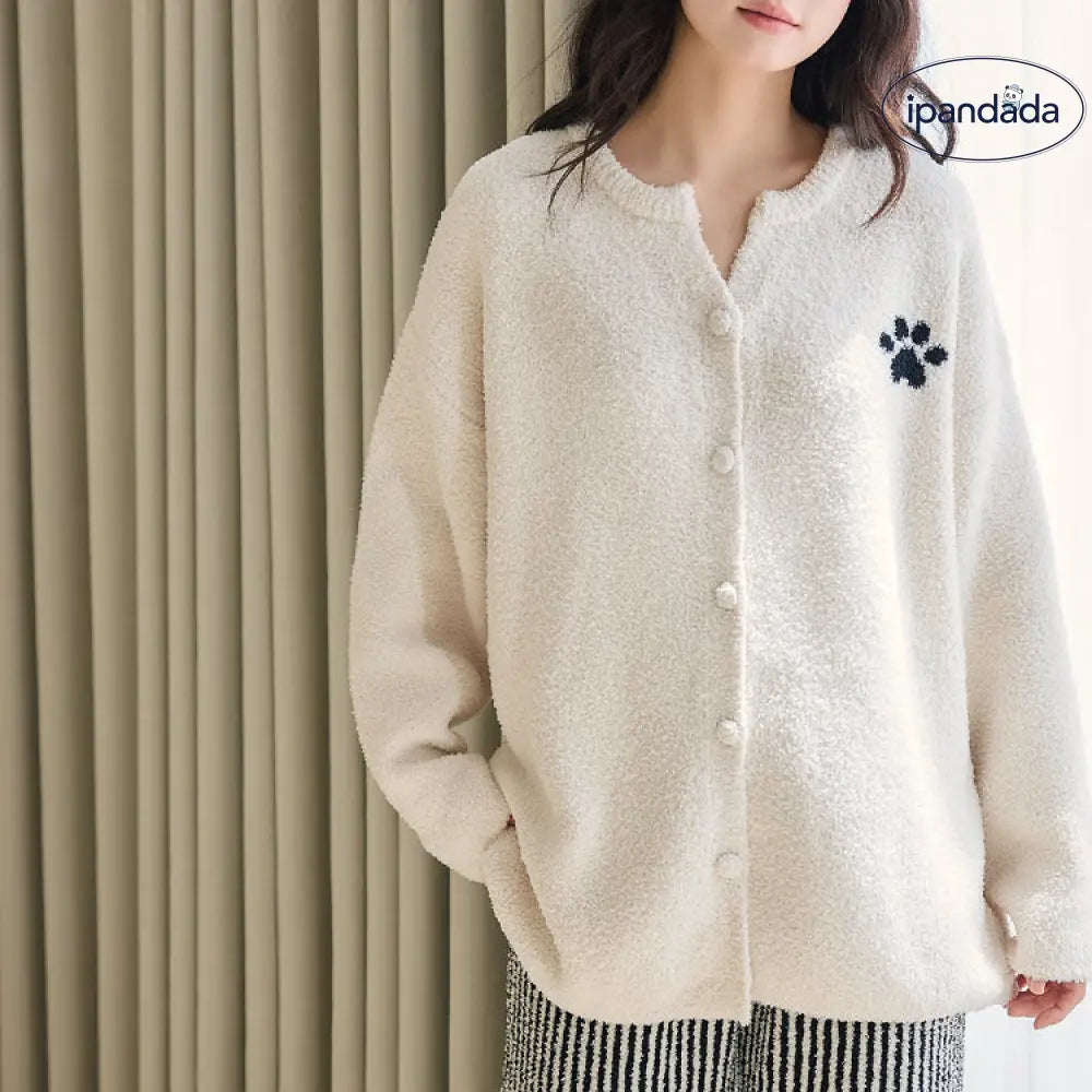 【ギフト】カジュアル カーディガン フリース パジャマ 女性用 かわいい 可愛い 秋 冬 新作 ルームウェア ストライプ ロング パンツ 2点セット ID3772 レディース＞セットアップ