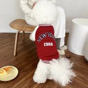 カジュアル ペット服 犬用 ウェア NEWYORK ロゴ入り おしゃれ トレーナー 小型犬 中型犬 秋冬 防寒 着脱簡単 かわいい ドッグウェア 散歩 お出かけ 室内着にも最適 ID3408 レッド / XS ペット用品＞ウェア