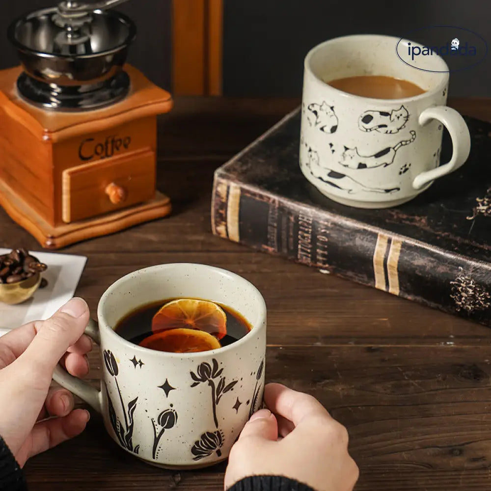 北欧風 カップ シンプル セラミックマグカップ アート調 レトロ コーヒーカップ 家庭用 コーヒーカップ ID3619