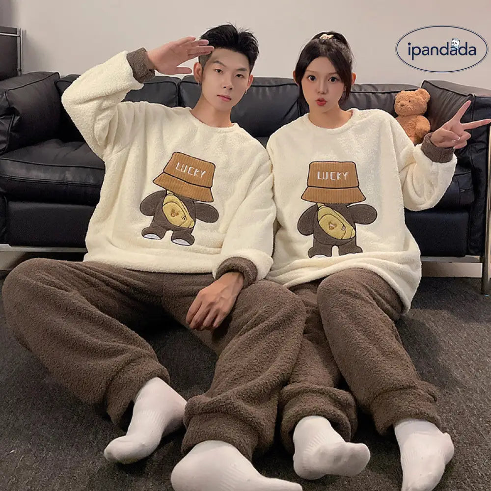 カップル 冬 フリース パジャマ レディース メンズ 厚手 保温 ルームウェア 防寒対策 レディース メンズ 彼女 彼氏 夫婦お揃い 新婚お祝い 記念日ID3202 コーディネート＞ペアルック