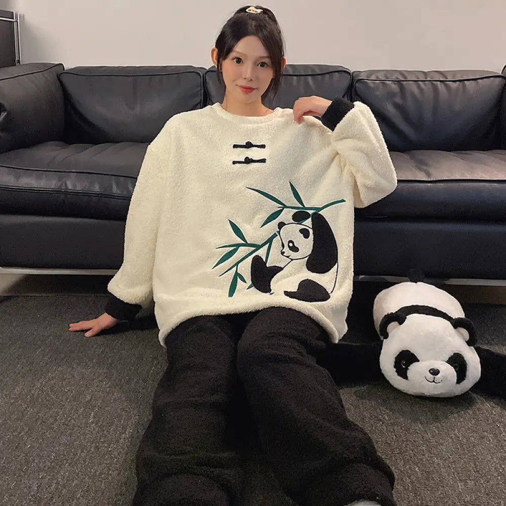 カップル 冬 フリース パジャマ レディース メンズ 厚手 保温 ルームウェア 防寒対策 レディース メンズ 彼女 彼氏 夫婦お揃い 新婚お祝い 記念日ID3202 タイプ③ / レディースＭ コーディネート＞ペアルック