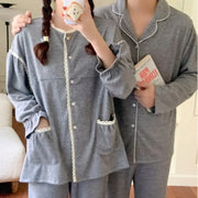 カップル ファッション パジャマ 部屋着 イン シンプル ハイエンド コットンガーゼ パジャマ 春秋 長袖 ホーム 服 カップル＞セットアップ