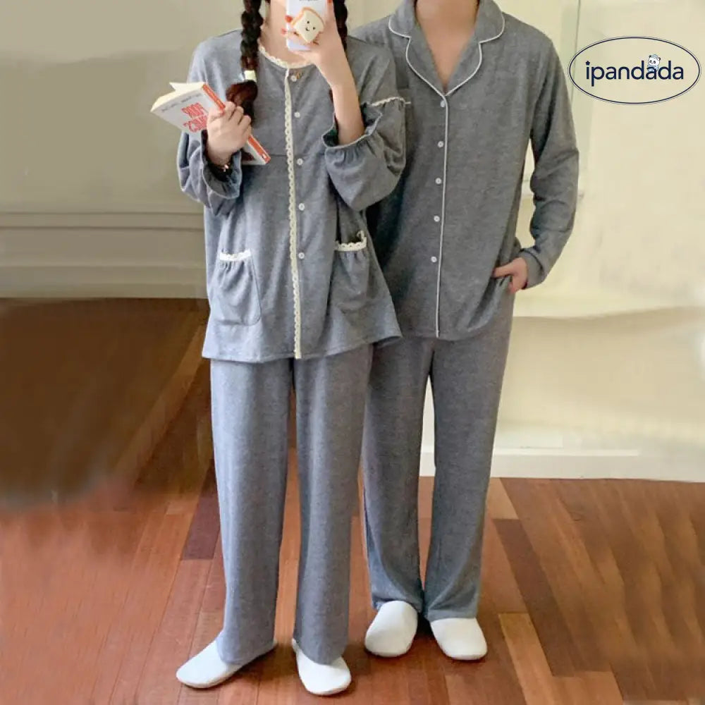 カップル ファッション パジャマ 部屋着 イン シンプル ハイエンド コットンガーゼ パジャマ 春秋 長袖 ホーム 服 カップル＞セットアップ
