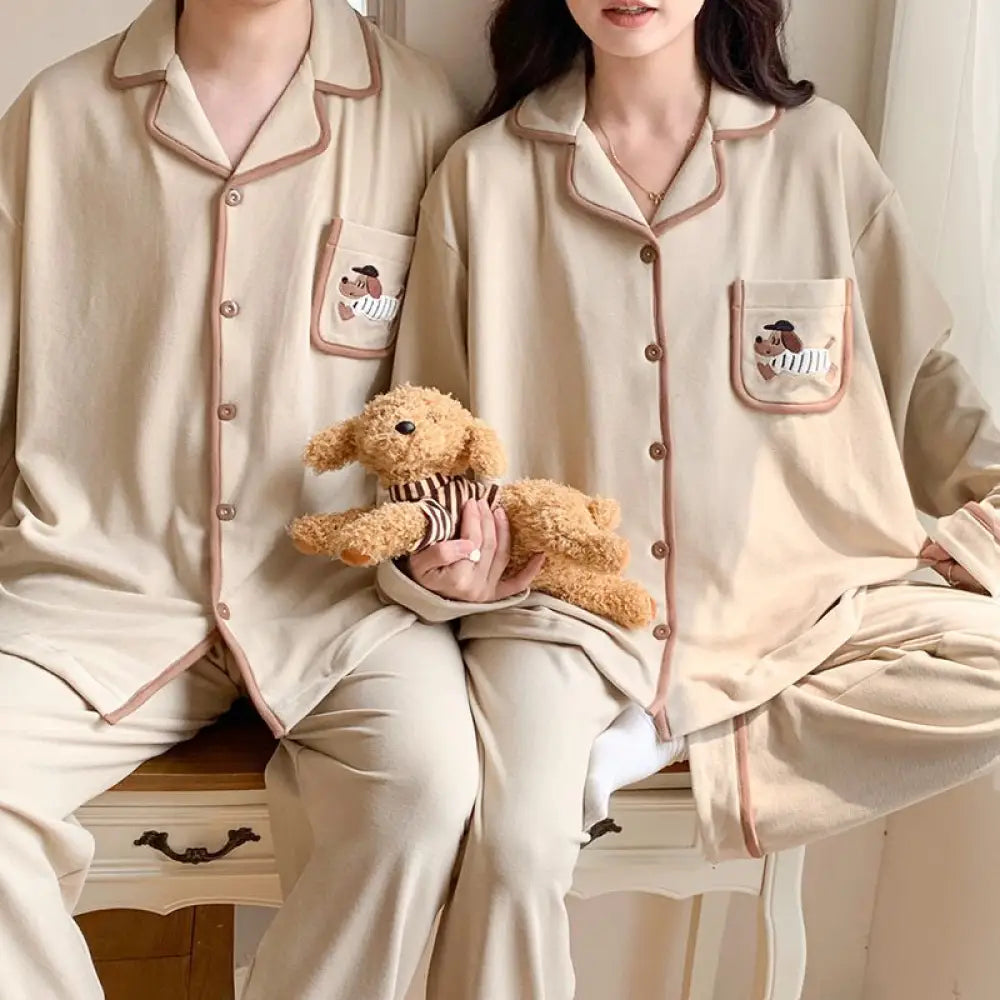 カップル カーディガン パジャマ セット 秋冬 新作 長袖 長ズボン ゆったり 保温 ルームウェア お揃い 2点セット 部屋着 ID4092 タイプ② / レディースＭ