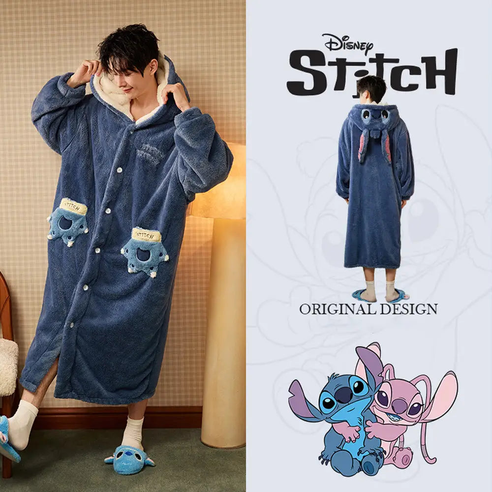 カップル もこもこ 冬用 着る毛布 スティッチ デザイン ロングガウン ペア ルームウェア あったか 防寒 可愛い おしゃれ 部屋着 プレゼントに人気 カップル クリスマスギフト 冬用 プレゼント にもおすすめ ホリデー限定 アイテム