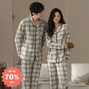 カップル お揃い おしゃれ チェック パジャマ セット 長袖 ルームウェア カジュアル ゆったり 羽織れる 外出着 春秋 彼氏彼女 プレゼント 自宅カフェ デート 誕生日 記念日 ペアルック 部屋着 寛ぎ ID4088