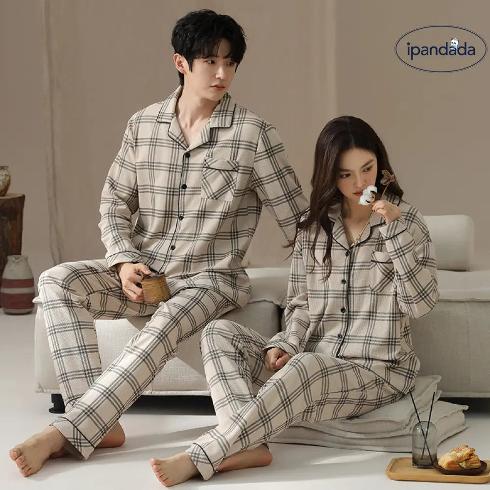 カップル お揃い おしゃれ チェック パジャマ セット 長袖 ルームウェア カジュアル ゆったり 羽織れる 外出着 春秋 彼氏彼女 プレゼント 自宅カフェ デート 誕生日 記念日 ペアルック 部屋着 寛ぎ ID4088