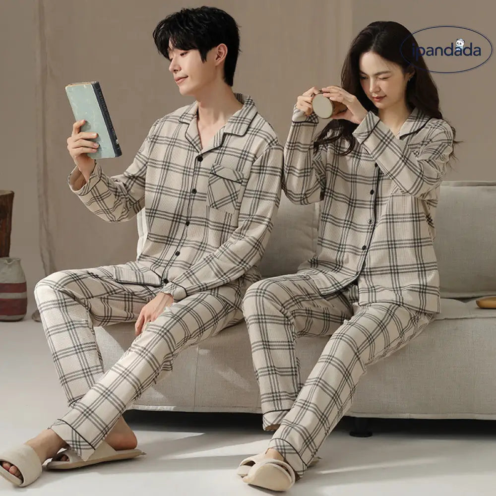 カップル お揃い おしゃれ チェック パジャマ セット 長袖 ルームウェア カジュアル ゆったり 羽織れる 外出着 春秋 彼氏彼女 プレゼント 自宅カフェ デート 誕生日 記念日 ペアルック 部屋着 寛ぎ ID4088