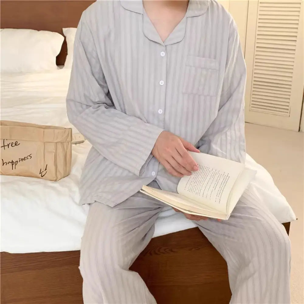 カップル お揃い ペアルック パジャマ 春 長袖 レース ルームウエア 上下セット 無地 シンプル おしゃれ 大人 可愛い メンズ / レディースS カップル＞セットアップ