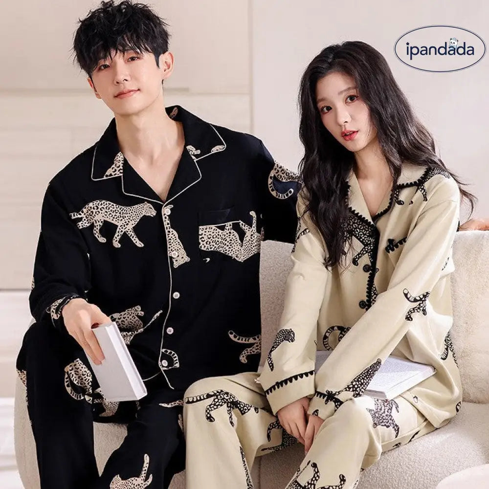 カップル パジャマ 春秋 カーディガン 長袖 高級感 男性用 女性用 ゆったり ホームウェア セット ID4121