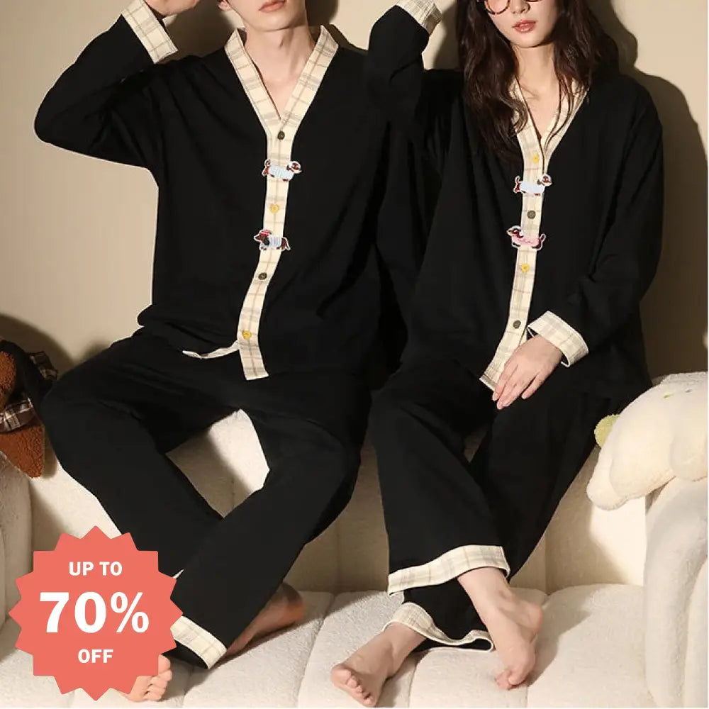 カップル パジャマ 春秋 長袖 カーディガン 男性用 女性用 可愛い カジュアル 外出可能 ホームウェア セット ID4120
