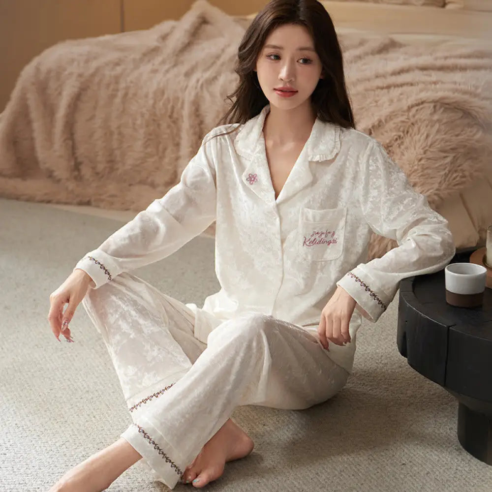 カップル パジャマ 春 秋 長袖 セット おしゃれ 高級感 インテリアウェア ルームウェア ホームウェア メンズ レディース 新作 人気 ID4093 タイプ① / レディースＭ コーディネート＞ペアルック