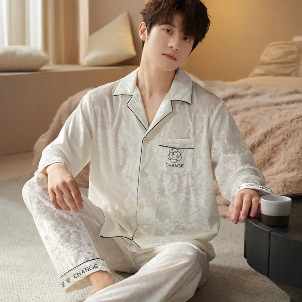 カップル パジャマ 春 秋 長袖 セット おしゃれ 高級感 インテリアウェア ルームウェア ホームウェア メンズ レディース 新作 人気 ID4093 タイプ③ / レディースＭ コーディネート＞ペアルック