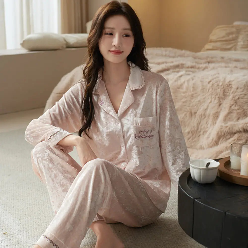 カップル パジャマ 春 秋 長袖 セット おしゃれ 高級感 インテリアウェア ルームウェア ホームウェア メンズ レディース 新作 人気 ID4093 タイプ② / レディースＭ コーディネート＞ペアルック