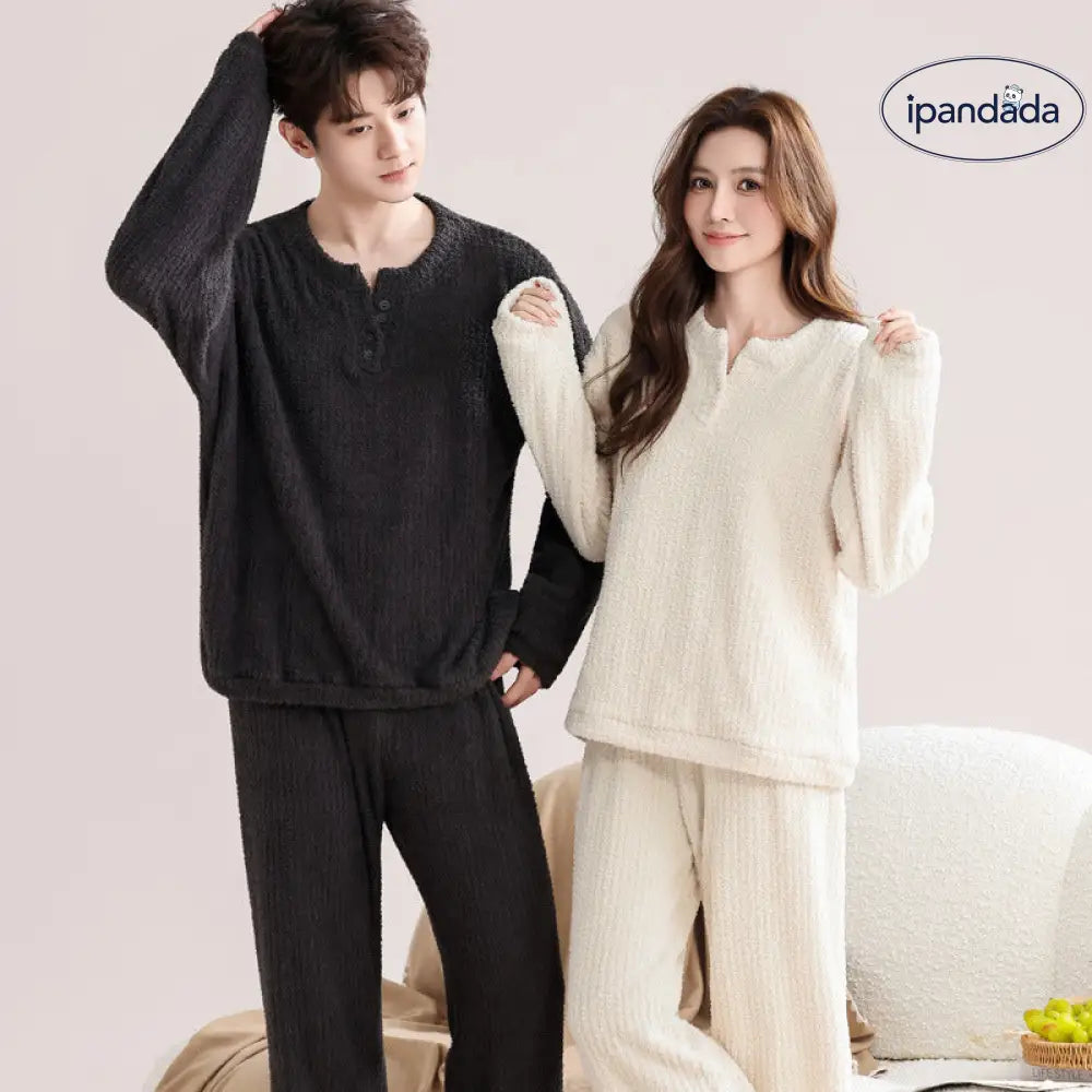 カップル パジャマ 冬 レディース 厚手 フリース 秋冬 外出可能 メンズ コーラルフリース ルームウェア セット ID2960