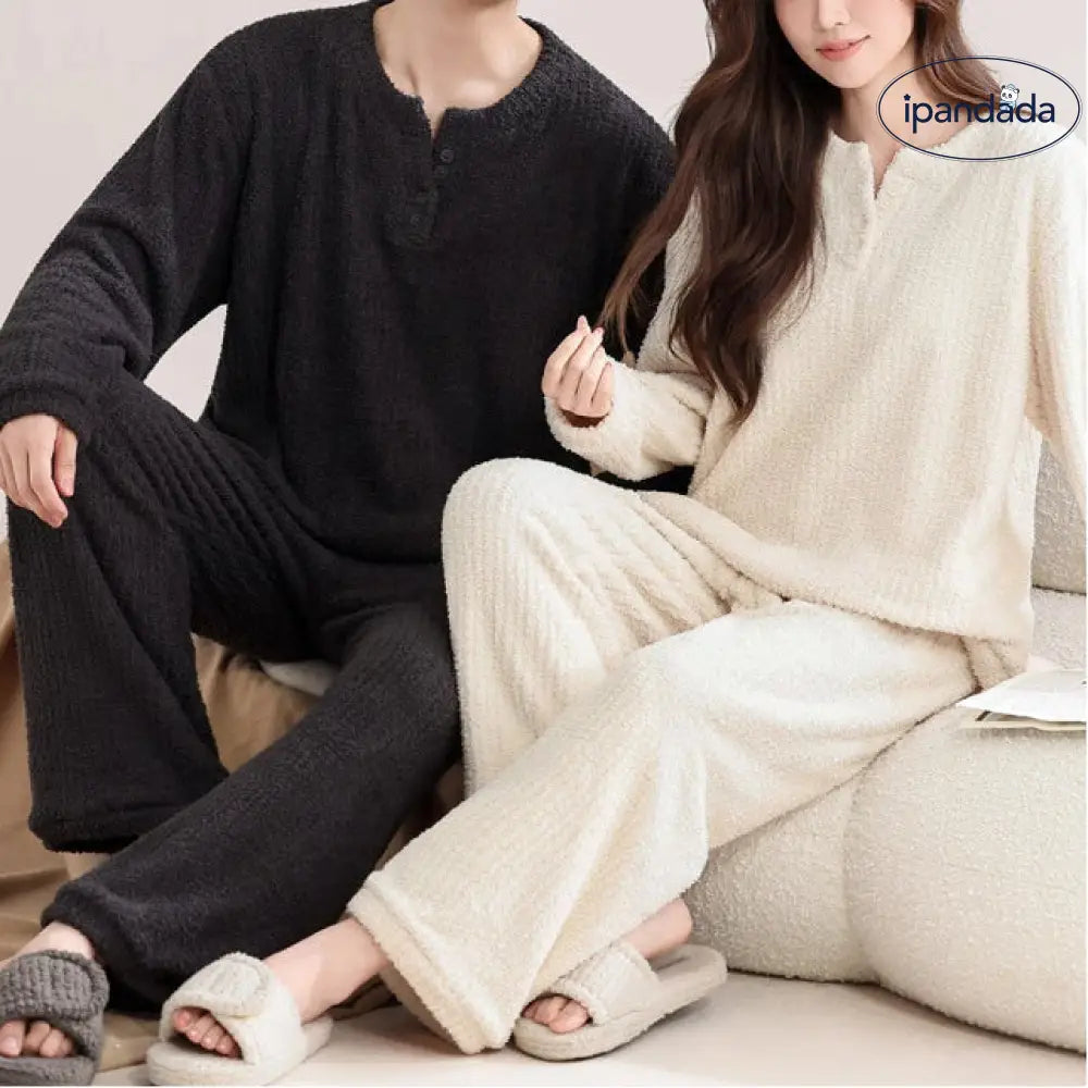 カップル パジャマ 冬 レディース 厚手 フリース 秋冬 外出可能 メンズ コーラルフリース ルームウェア セット ID2960