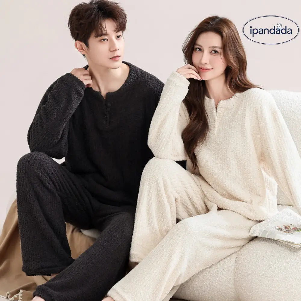 カップル パジャマ 冬 レディース 厚手 フリース 秋冬 外出可能 メンズ コーラルフリース ルームウェア セット ID2960
