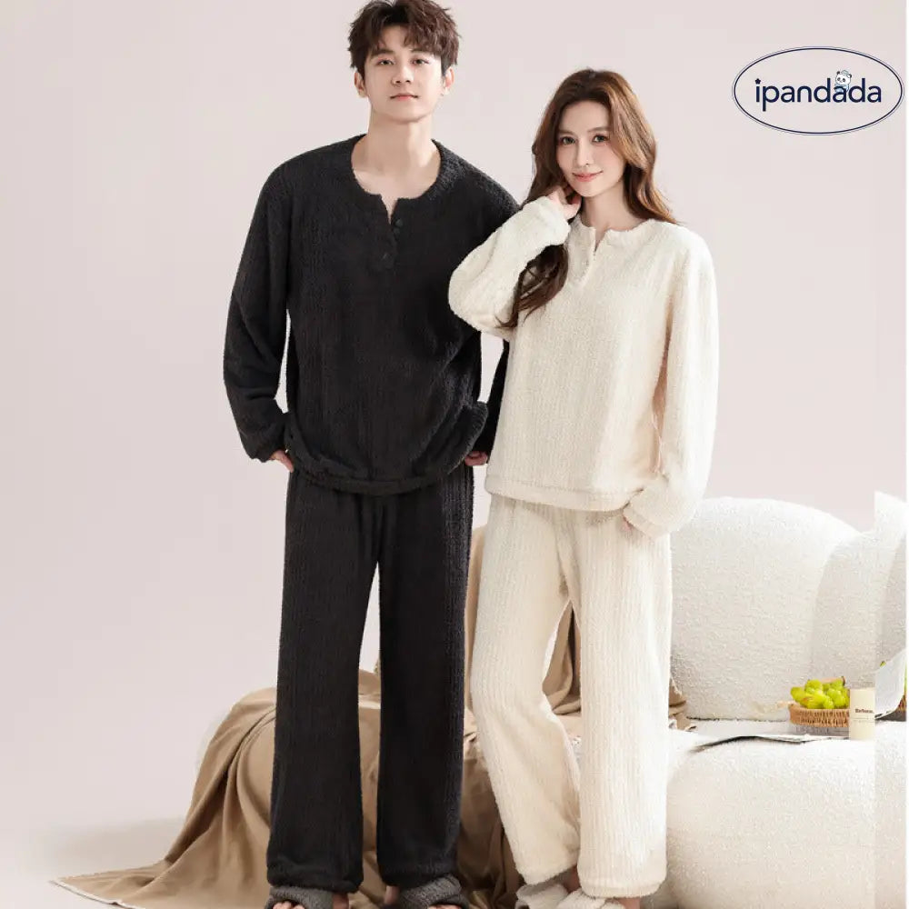 カップル パジャマ 冬 レディース 厚手 フリース 秋冬 外出可能 メンズ コーラルフリース ルームウェア セット ID2960