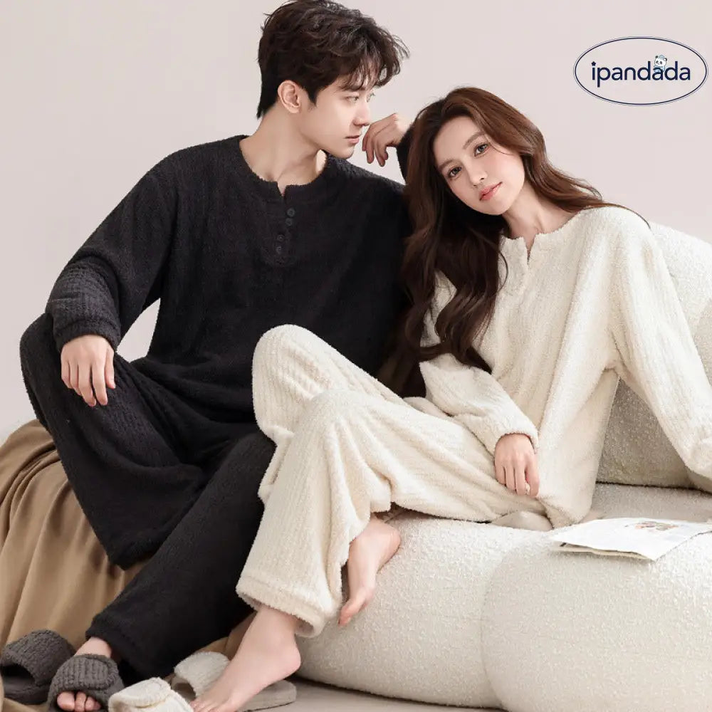 カップル パジャマ 冬 レディース 厚手 フリース 秋冬 外出可能 メンズ コーラルフリース ルームウェア セット ID2960