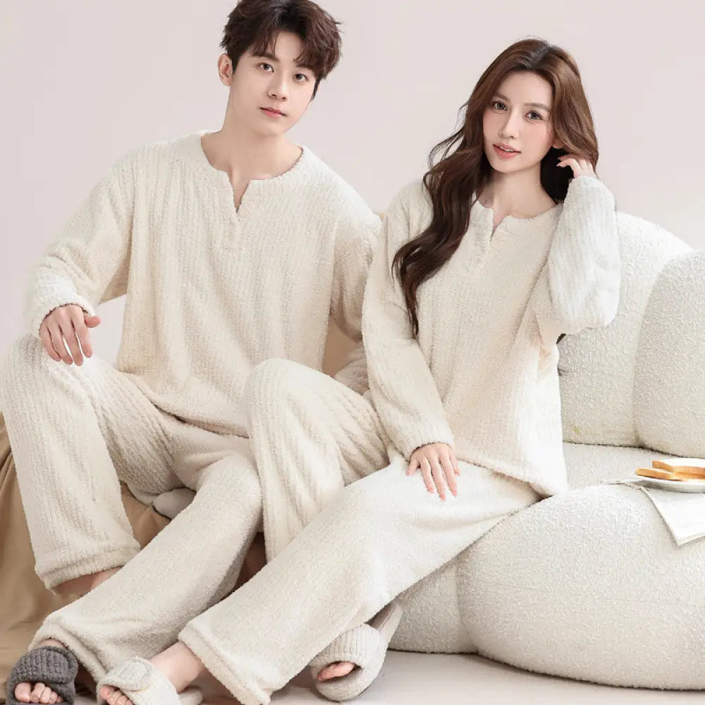 カップル パジャマ 冬 レディース 厚手 フリース 秋冬 外出可能 メンズ コーラルフリース ルームウェア セット ID2960 タイプ④ / レディースＭ
