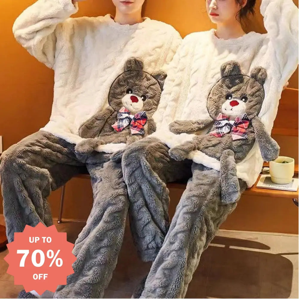 カップル パジャマ 冬用 コーラルフリース レディース 保温 かわいい 可愛い 暖かい あったか 長袖 部屋着 ルームウェア セット 厚手 フリース メンズ ID3735 コーディネート＞ペアルック