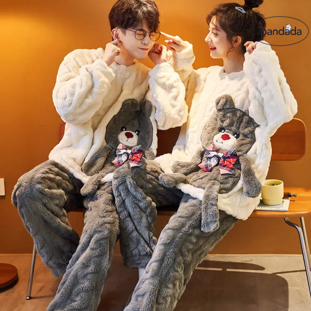 カップル パジャマ 冬用 コーラルフリース レディース 保温 かわいい 可愛い 暖かい あったか 長袖 部屋着 ルームウェア セット 厚手 フリース メンズ ID3735 コーディネート＞ペアルック