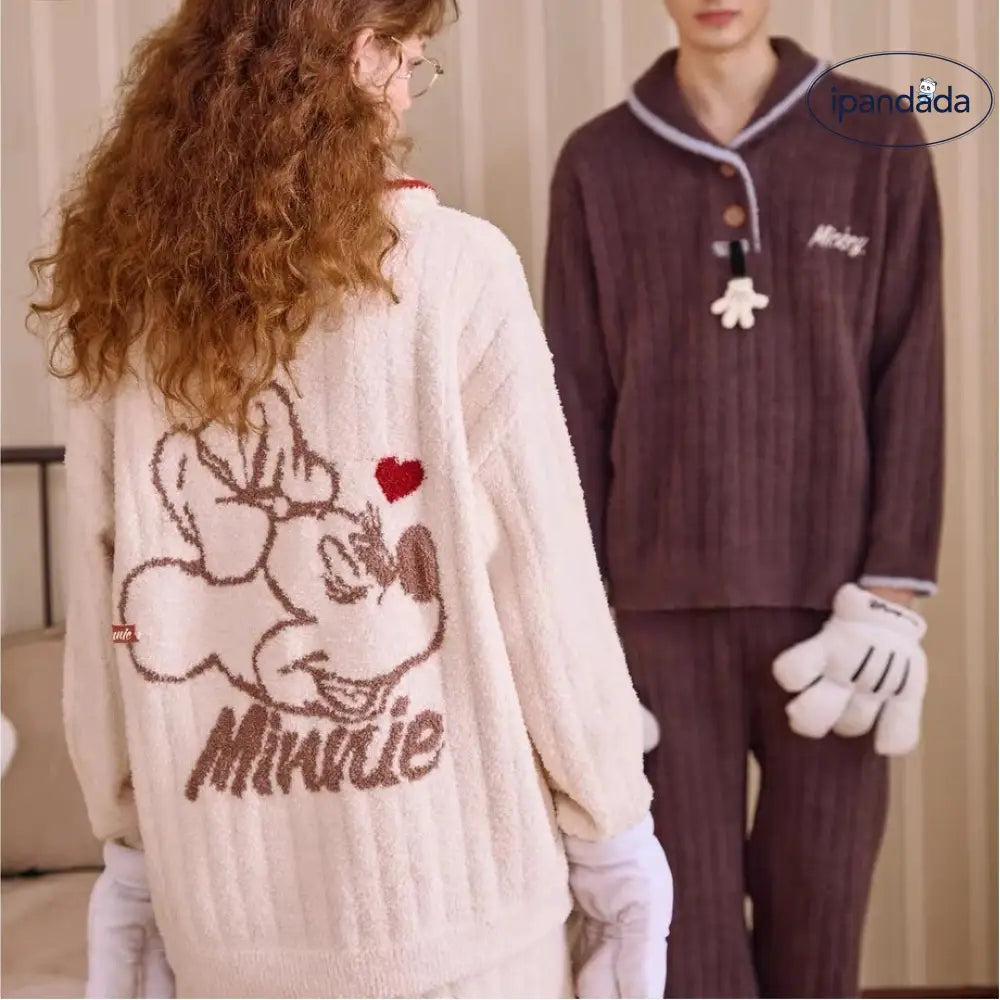 カップル パジャマ ふわふわ 冬 新作 ミッキーマウス ミニーマウス フリース 保温 レディース ルームウェア セット メンズ セット ID3049
