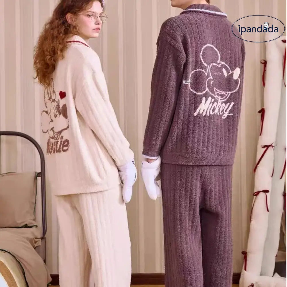 カップル パジャマ ふわふわ 冬 新作 ミッキーマウス ミニーマウス フリース 保温 レディース ルームウェア セット メンズ セット ID3049