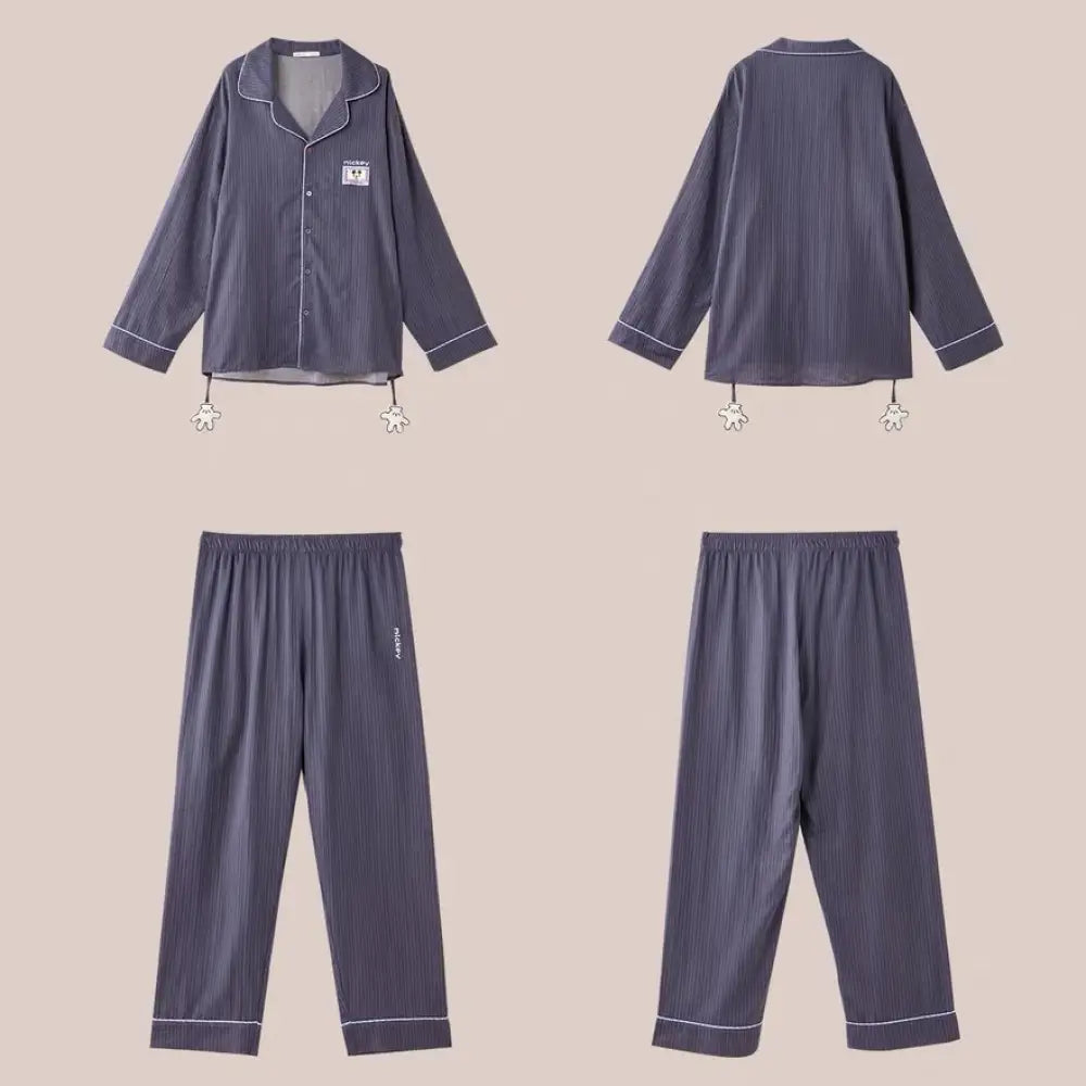 カップル パジャマ ギフトシリーズ レディース 春秋用 メンズ パジャマ ルームウェア ID3552 ネイビー / レディースS