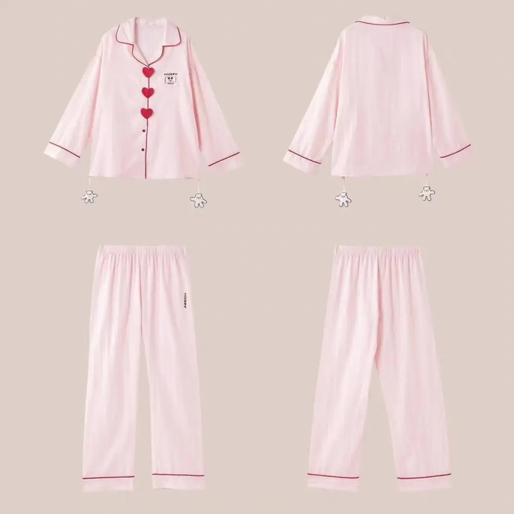 カップル パジャマ ギフトシリーズ レディース 春秋用 メンズ パジャマ ルームウェア ID3552 ピンク / レディースS