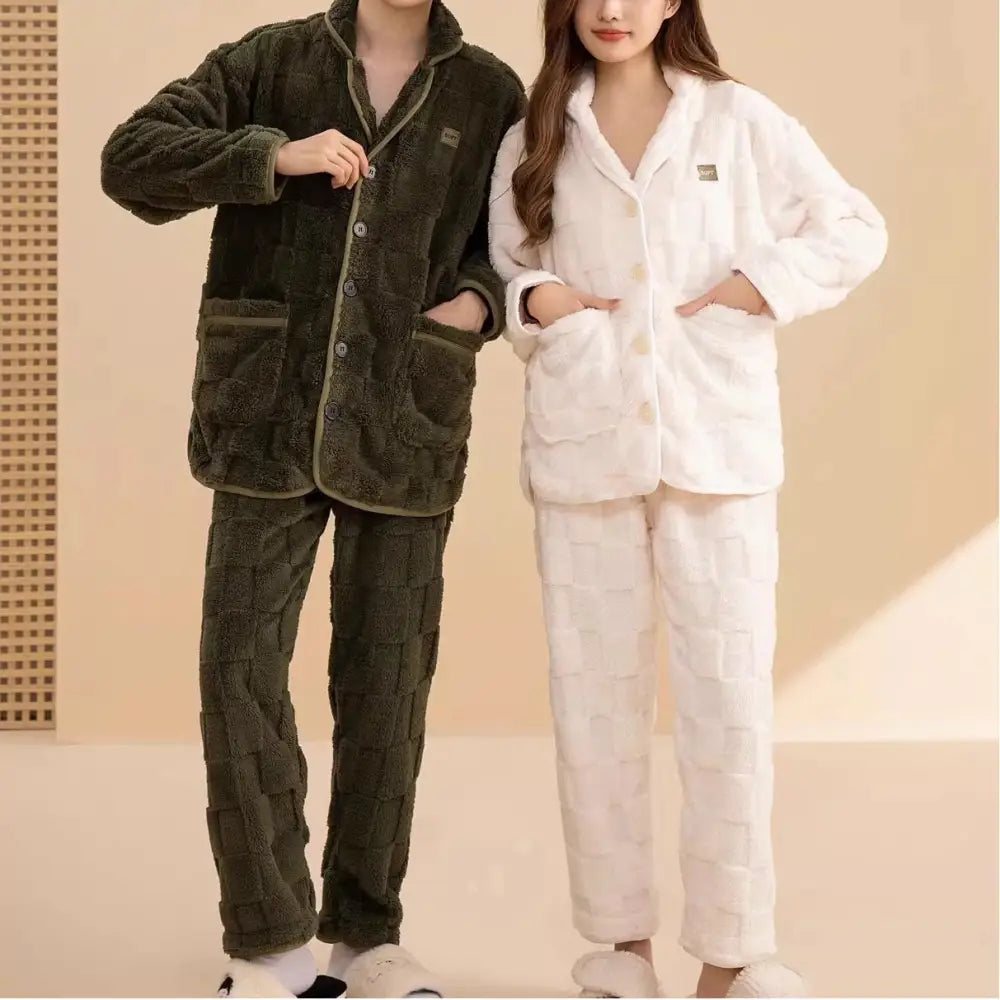 カップル パジャマ 厚手 ゆったり セット かわいい 秋冬 サンゴ フリース レディース モコモコ ルームウェア 保温 ID2676