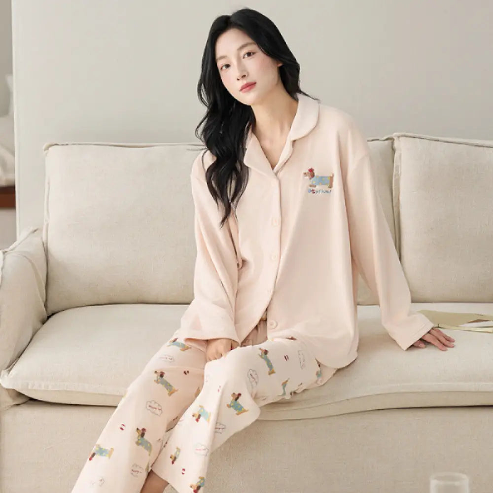 カップル パジャマ 可愛いカートゥーン 男女兼用 冬季 薄起毛 柔らかい 保温 ホームウェア 2 点セット ID2970 写真通り / レディースＭ