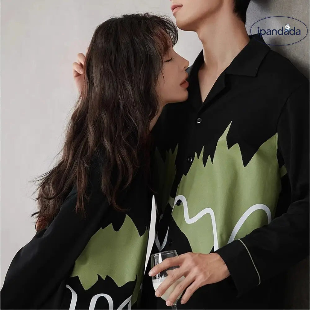 カップル パジャマ 女性 春秋 ピュアコットン 長袖 カーディガン セット メンズ レディース リラックス ルームウェア ID3750