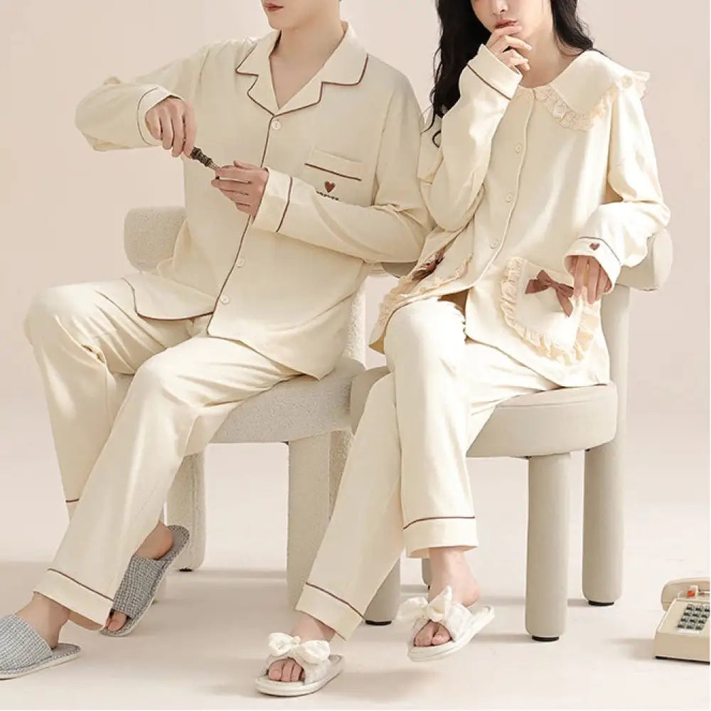 カップル パジャマ レディース 春秋 メンズ コットン コットン くま柄 ルームウェア セット ID4700