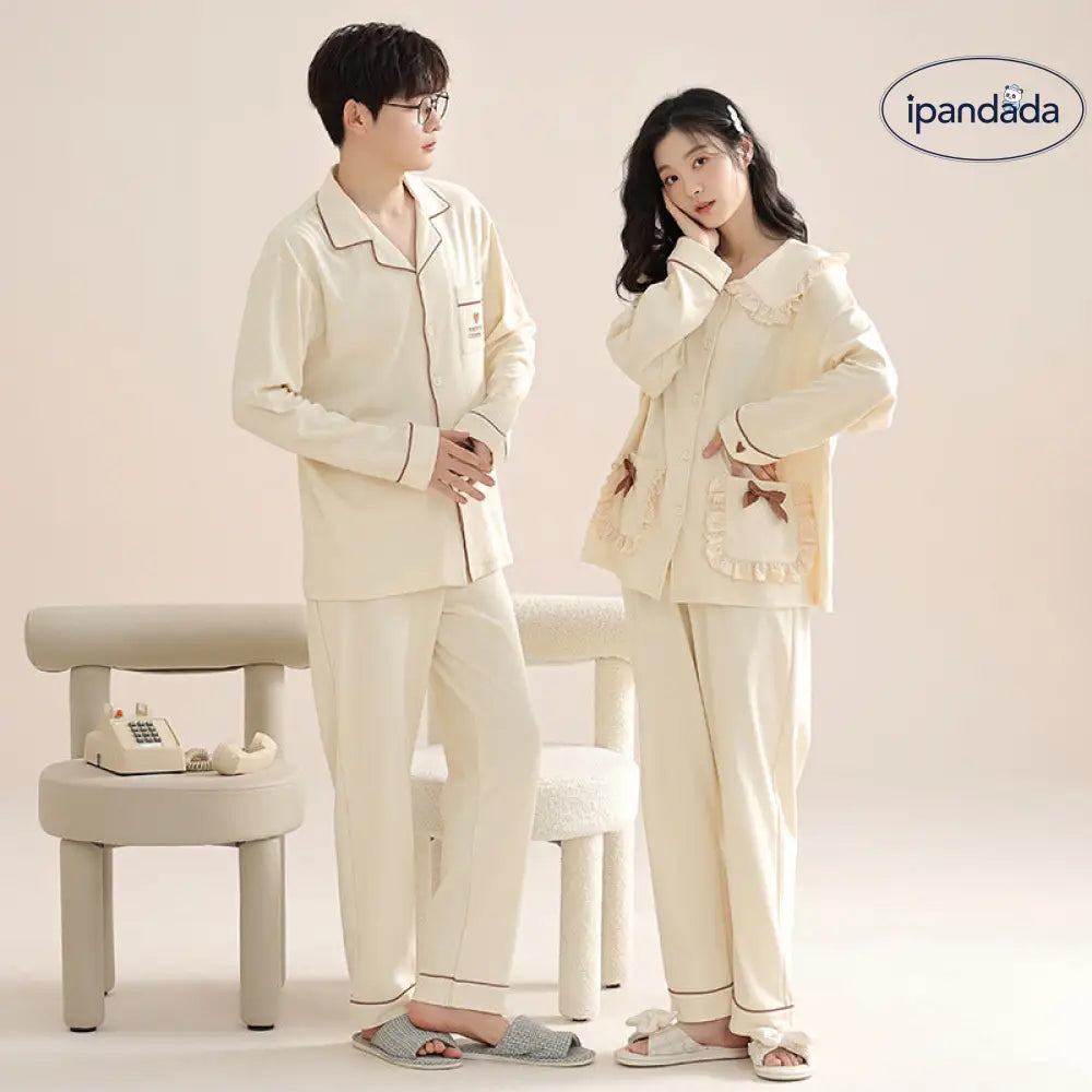 カップル パジャマ レディース 春秋 メンズ コットン コットン くま柄 ルームウェア セット ID4700