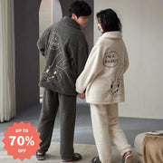 カップル パジャマ 秋冬 クラウド フリース レディース 冬 珊瑚フリース 大サイズ ジャカード メンズ ホームウェア セットアップ 暖かい 柔らかい 保温 快適 おしゃれ ルームウェア ID3184 コーディネート＞ペアルック