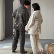 カップル パジャマ 秋冬 クラウド フリース レディース 冬 珊瑚フリース 大サイズ ジャカード メンズ ホームウェア セットアップ 暖かい 柔らかい 保温 快適 おしゃれ ルームウェア ID3184 コーディネート＞ペアルック