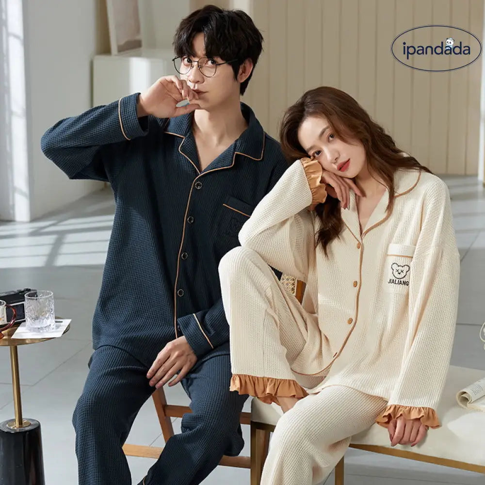 カップル パジャマ レディース 春秋 薄手 ルームウェア メンズ ゆったり カジュアル 韓国スタイル セット ID3945