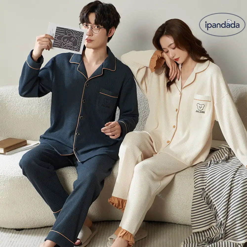 カップル パジャマ レディース 春秋 薄手 ルームウェア メンズ ゆったり カジュアル 韓国スタイル セット ID3945